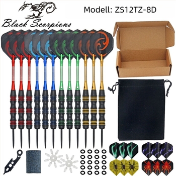 BLACK SCORPIONS 12 darab vas darts készlet ajándékdobozban