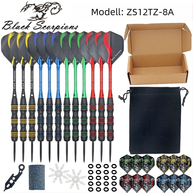 BLACK SCORPIONS 12 darab vas darts készlet ajándékdobozban
