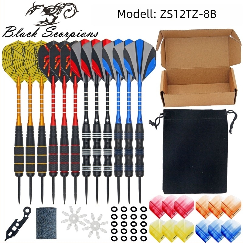 BLACK SCORPIONS 12 darab vas darts készlet ajándékdobozban