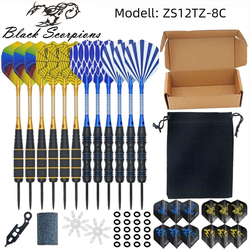 BLACK SCORPIONS 12 darab vas darts készlet ajándékdobozban