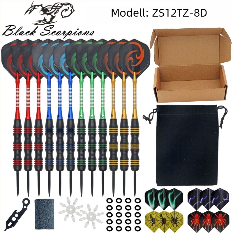 BLACK SCORPIONS 12 darab vas darts készlet ajándékdobozban
