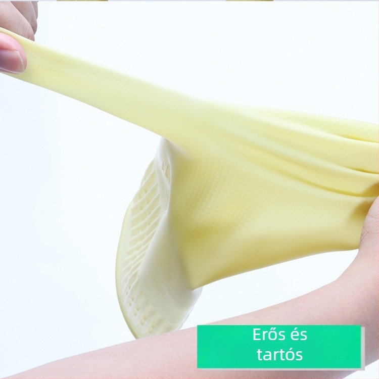 Új anyagú latex kesztyűk, megvastagodott, csúszásmentes háztartási kesztyűk, tejfehér, 100 g