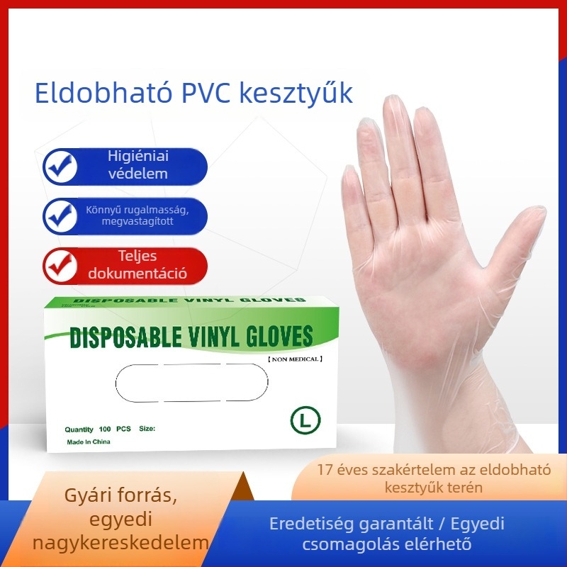 Egyszer használatos PVC kesztyűk háztartási és konyhai használatra, olajálló, tartós, csúszásmentes