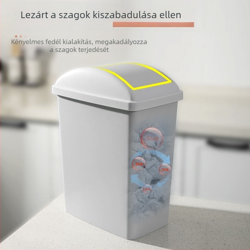 Meiliya 10 L műanyag szemetes érzékelős fedéllel, keskeny hengeres forma, szag elleni funkció, otthon, nappali, konyha, iroda, fürdőszoba számára