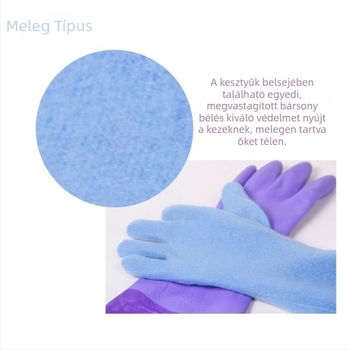 Bársonyos bélésű latex háztartási kesztyűk mosogatáshoz, csúszásmentes, meleg és tartós