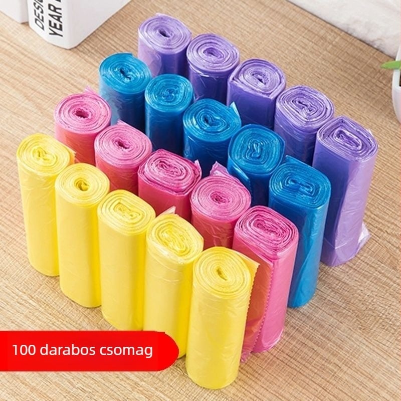 W-típusú szegmentált vastag fekete konyhai szemeteszsákok, tekercs típusú, egyszer használatos, színes