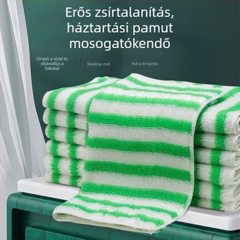 Bambuszrostból készült edénymosókendő, csíkos konyhai kendő, rendkívül nedvszívó, olaj- és foltálló