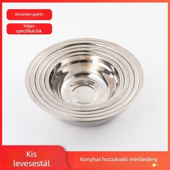 Mágneses rozsdamentes acél tál, kör alakú, sokoldalú konyhai tál leveshez, tészta dagasztáshoz, tojások felveréséhez és zöldségek előkészítéséhez