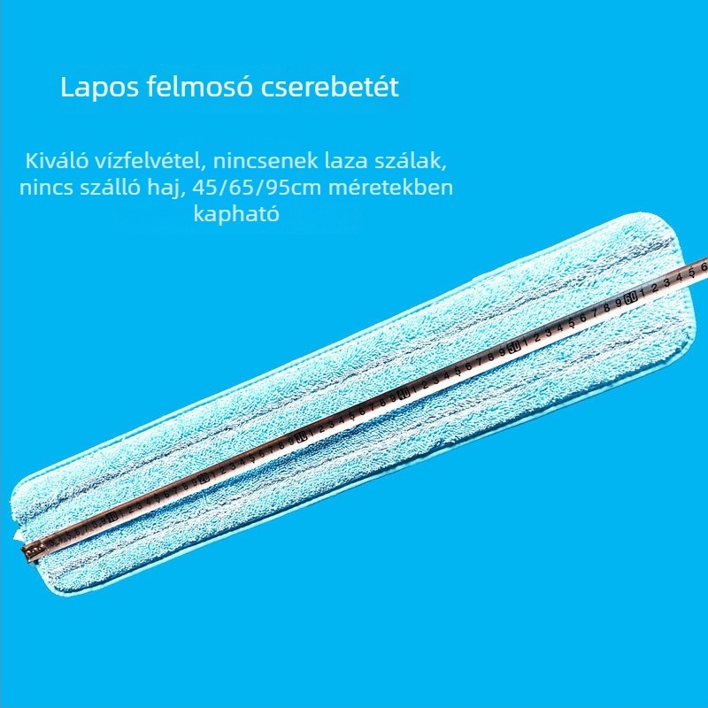 Lapos mop fa padlókhoz, alumínium ötvözet nyél, mikroszálas fej, Velcro típusú porkendő