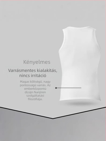 NJR egyszínű férfi slim-fit atlétatop, 100% pamut, sport és fitnesz céljára, viselhető külső ruházatként