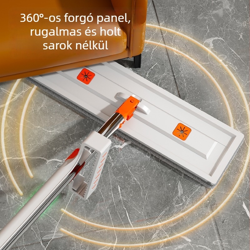 Lapos mop száraz és nedves tisztításhoz fa padlókhoz, mikroszálas fej 42 cm, rozsdamentes acél teleszkópos nyél 135 cm, könnyű