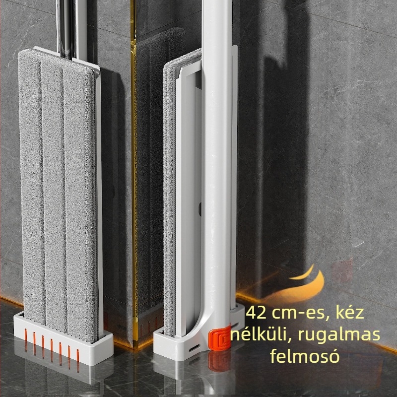 Lapos mop száraz és nedves tisztításhoz fa padlókhoz, mikroszálas fej 42 cm, rozsdamentes acél teleszkópos nyél 135 cm, könnyű