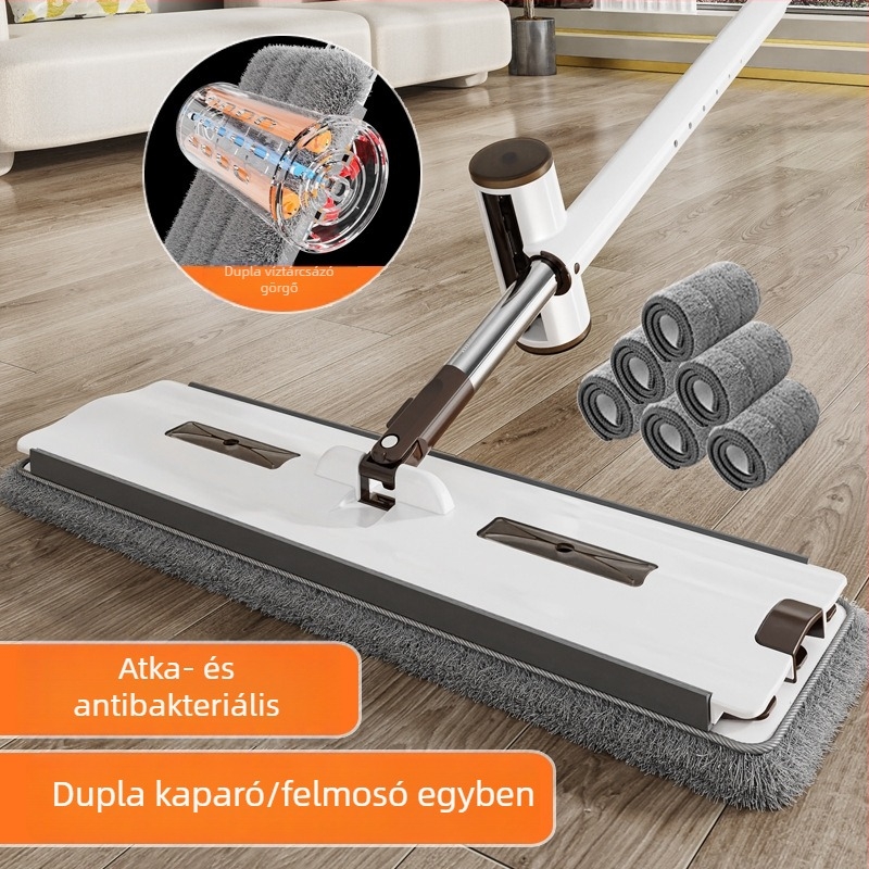 45 cm-es lapos mop a padlóra teleszkópos rozsdamentes acél fogantyúval és mikroszálas fejjel