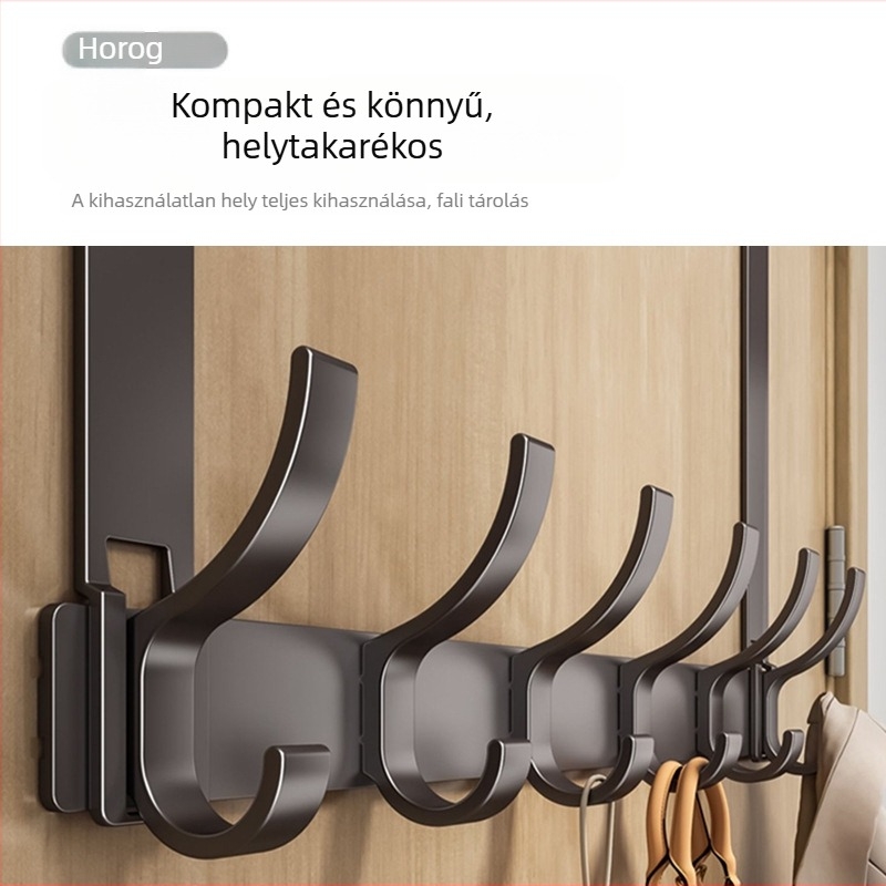 Fúrás nélküli ajtófogó, ruha tartó az ajtó fölé, előszobai tároló, fürdőszobai falra szerelt akasztó, lógó polc