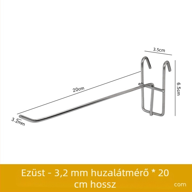 Vas hálós akasztó polcra, egy horoggal, modern minimalist dizájn, teherbírás 1–3 kg