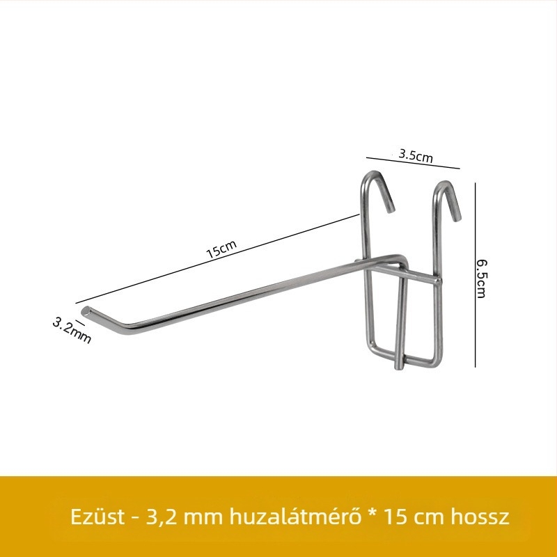 Vas hálós akasztó polcra, egy horoggal, modern minimalist dizájn, teherbírás 1–3 kg