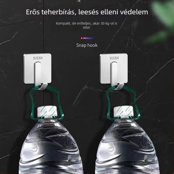 Rozsdamentes acélból készült ragasztókampó az ajtó mögé, fúrás nélkül, nyom nélkül – ruhákhoz és táskákhoz, fürdőszobába és konyhába