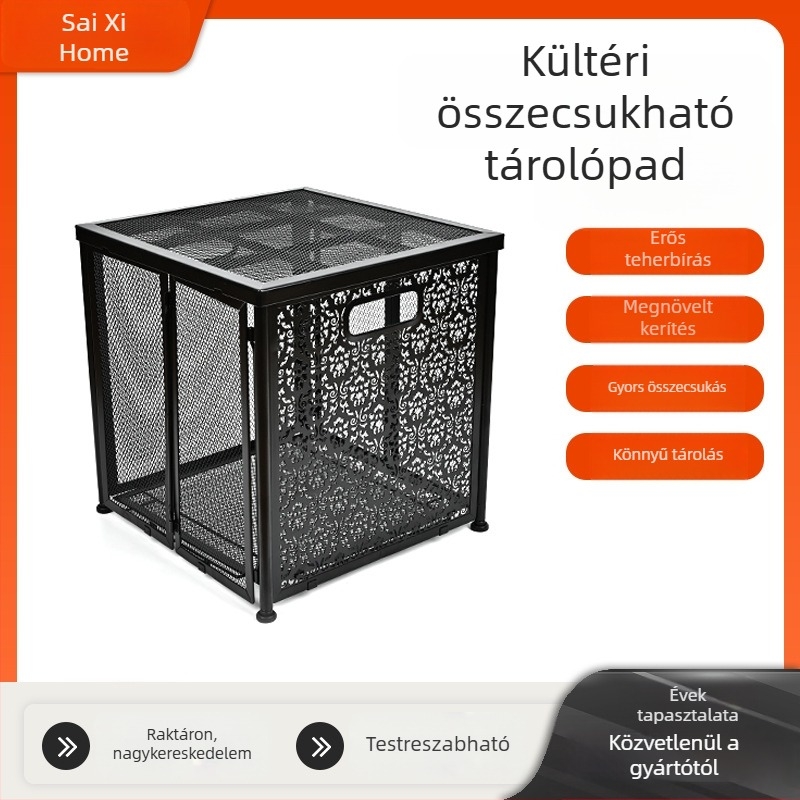 Fém összecsukható tároló szék kosárral