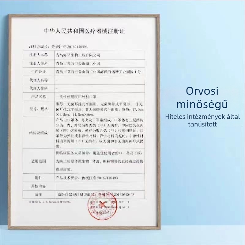 Haishi hainuo gyerekeknek szánt sebészeti maszk, egyszer használatos, kék, egyedi csomagolású, A109