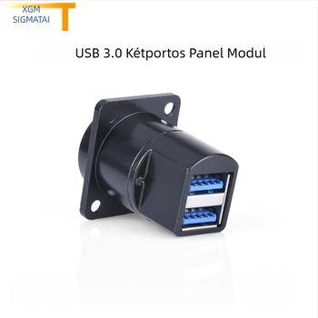 USB 3.0 panelre szerelt női csatlakozó, négyzetes modulcsatlakozó, forrasztás nélküli