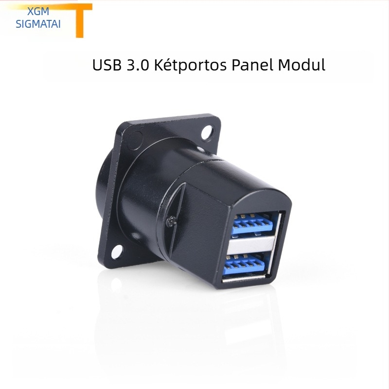 USB 3.0 panelre szerelt női csatlakozó, négyzetes modulcsatlakozó, forrasztás nélküli