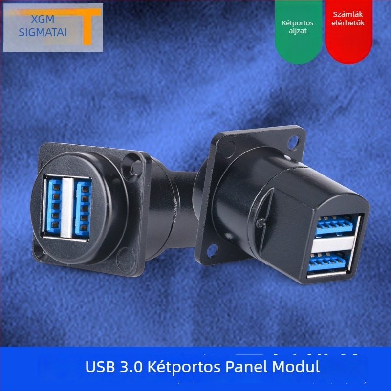 USB 3.0 panelre szerelt női csatlakozó, négyzetes modulcsatlakozó, forrasztás nélküli