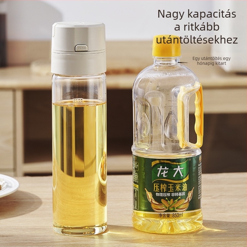 Üveg fűszertartó automatikus nyitás-zárás fedéllel, olaj, szójaszósz és ecet számára, nagy kapacitású