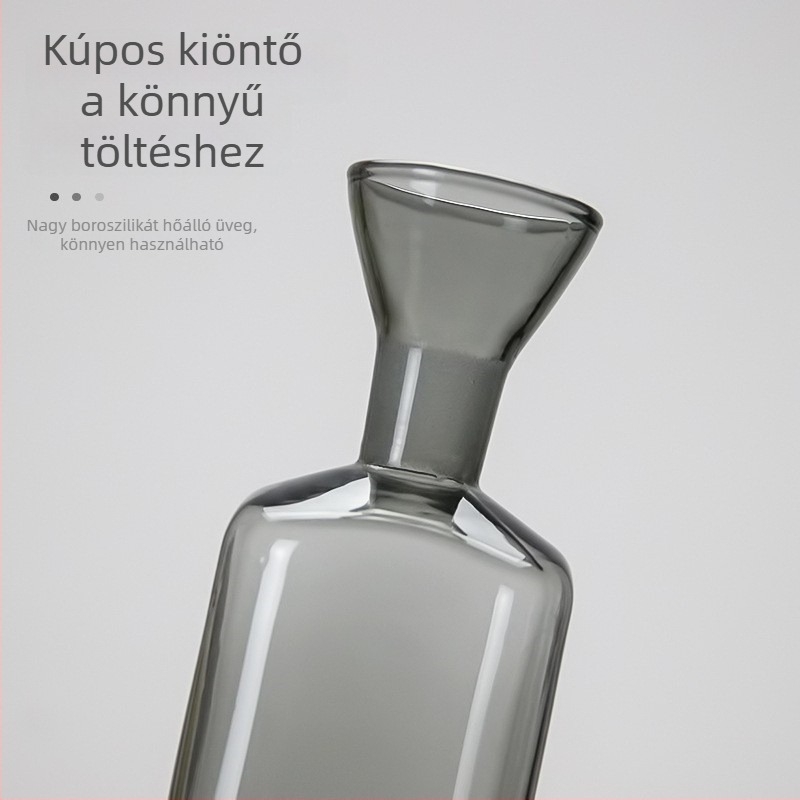 Háztartási üveg olajtartó edény, hőálló, szójaszósz és ecet számára, szivárgásmentes, szürke színben.