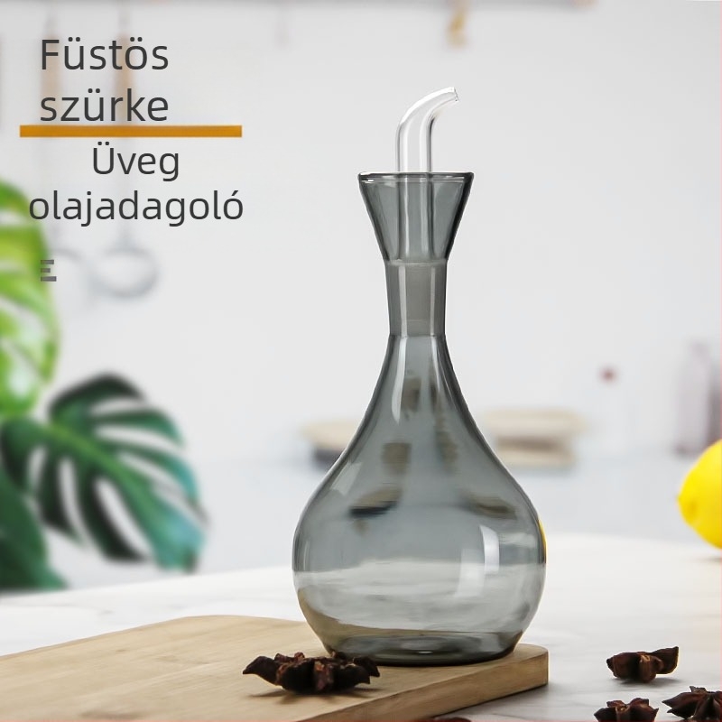 350 ml boroszilikát üvegből készült olajtartó, füstös szürke, olajhoz, szójaszószhoz és ecethez
