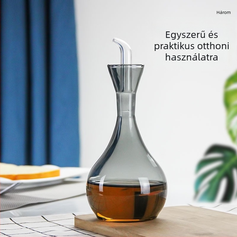 350 ml boroszilikát üvegből készült olajtartó, füstös szürke, olajhoz, szójaszószhoz és ecethez