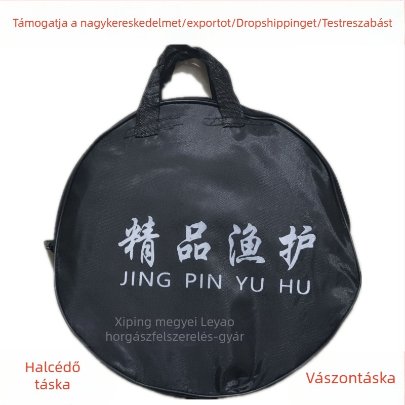 Folyóvízi horgásztáska, vászonból, kör alakú kialakítás, kopásálló felszereléshez