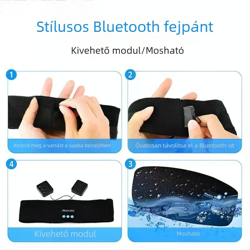 Vezeték nélküli Bluetooth fejband sporthoz – zene, izzadság-elvezető, jóga és futás, kihangosító hívásokkal