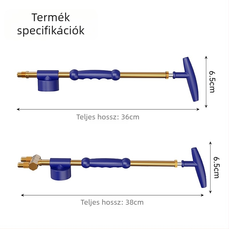 Kerti permetező bot fémből készült permetezőfejekkel, egyrészes vagy kétházas kivitel, visszaforgató toló-húzó permetező