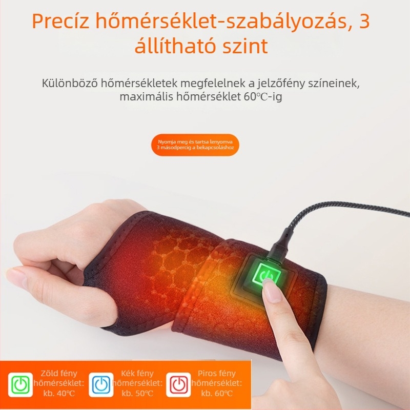 Elektromos melegítő csuklópánt USB töltéssel, fizioterápiához és egészségügyi masszázshoz