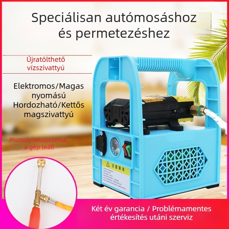 Hordozható elektromos permetező mezőgazdasági célokra, magasnyomású membránpumpával – permetezés, ködölés, autómosás és vízszivattyú