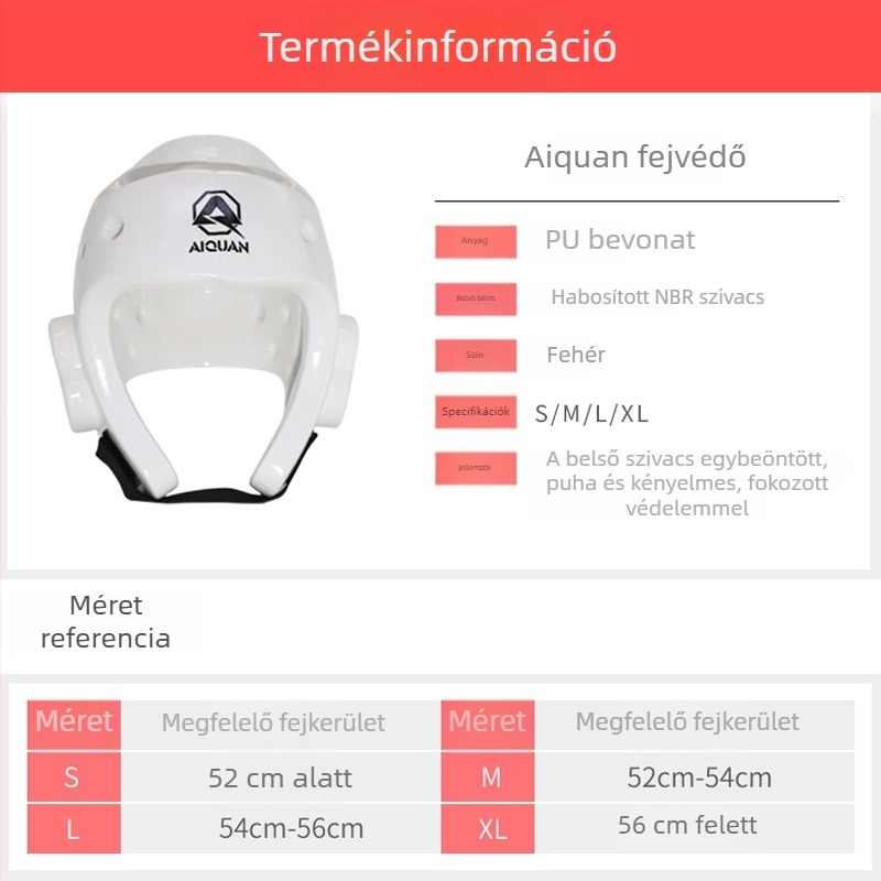 Taekwondo gyermek fejvédő – fehér, teljes készlet kapucnival – harcművészeti védőfelszerelés