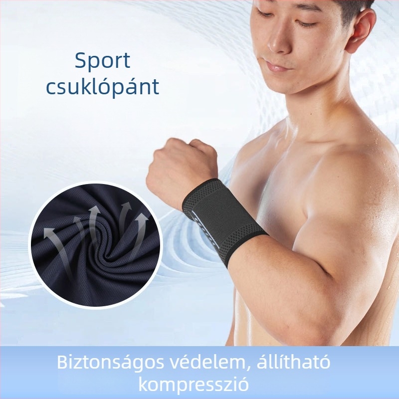 Férfi sportos csuklópánt, kötött, izzadságot felszívó, kompressziós, ízületvédő a kosárlabdához, súlyemeléshez és tollaslabdához
