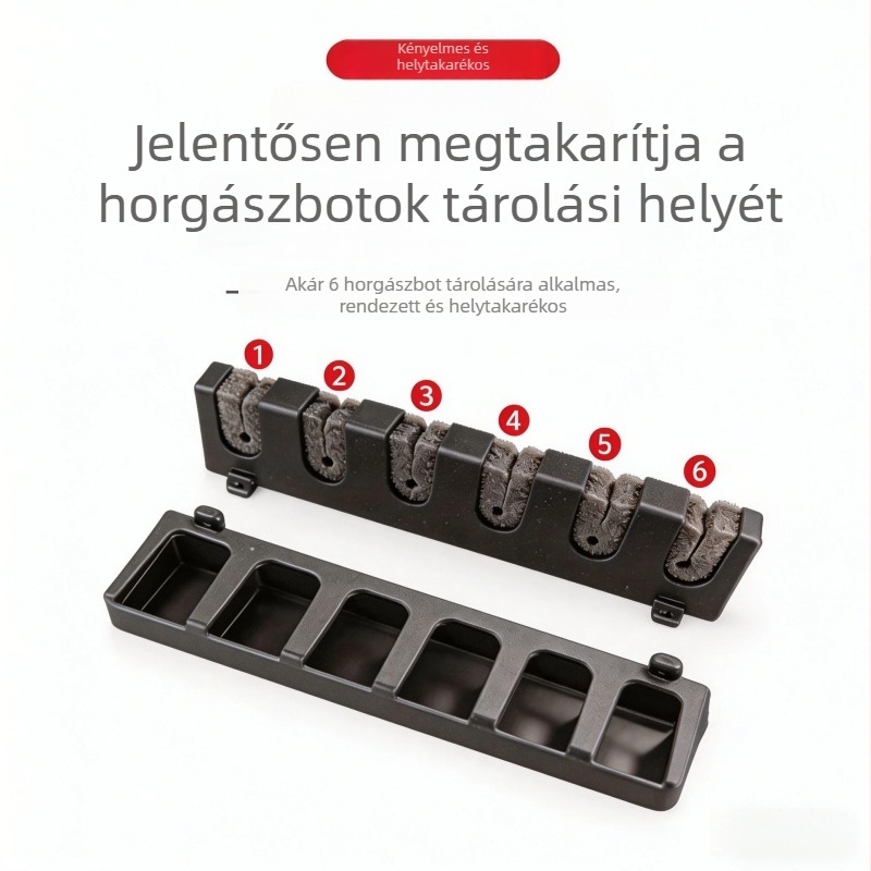 Többfunkciós horgászbot-kiállító állvány, falra szerelhető fúrás nélküli tartó, csalihorgó bot tartó, horgászfelszerelés tároló