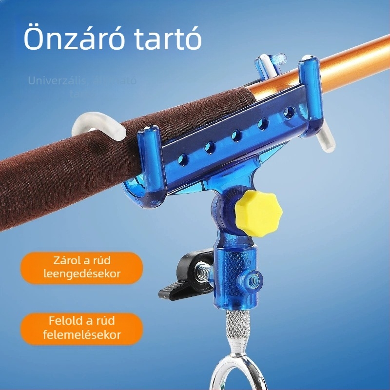 Fokozott terhelésű horgászbot tartó tengeri használatra, önzáró mechanizmussal, kétfunkciós talajba illeszthető állvány, multifunkcionális