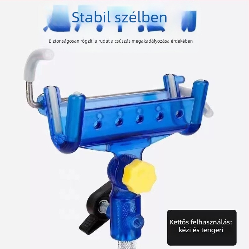 Fokozott terhelésű horgászbot tartó tengeri használatra, önzáró mechanizmussal, kétfunkciós talajba illeszthető állvány, multifunkcionális