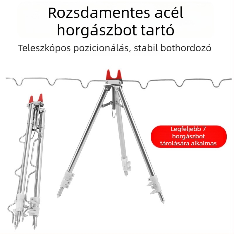 Rozsdamentes acél tengeri horgászbot tartó, teleszkópos háromlábú állvány