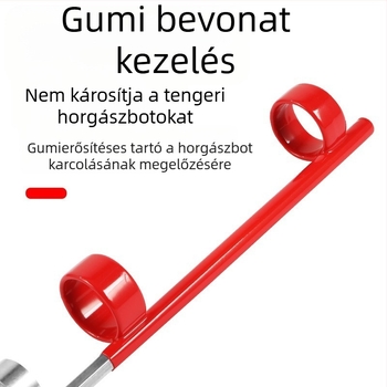 50 cm rozsdamentes acél horgászbot talajállvány, gumírozott romb alakú alap, egyszerű fémtalajtartó kettős gyűrűkkel