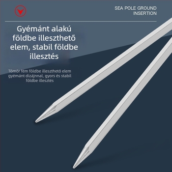 50 cm rozsdamentes acél horgászbot talajállvány, gumírozott romb alakú alap, egyszerű fémtalajtartó kettős gyűrűkkel