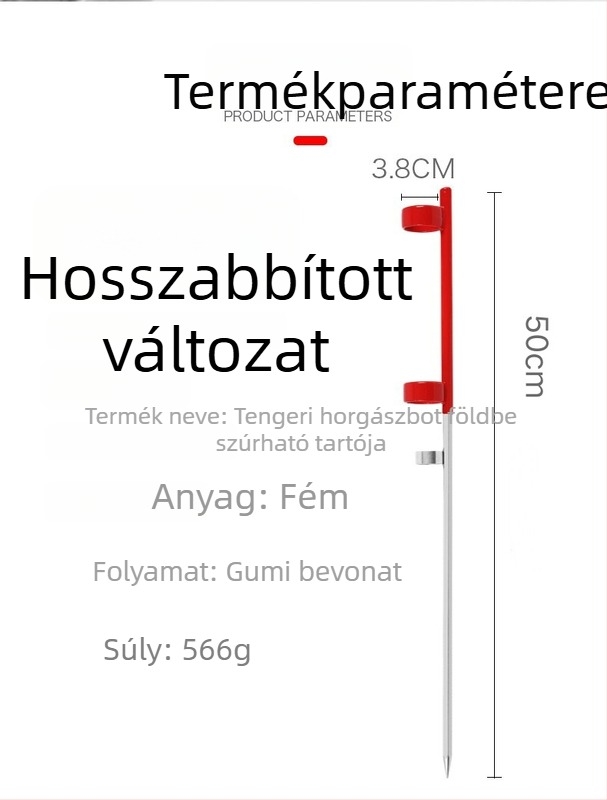 50 cm rozsdamentes acél horgászbot talajállvány, gumírozott romb alakú alap, egyszerű fémtalajtartó kettős gyűrűkkel