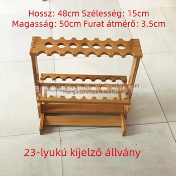 Horgászbotok kiállító állványa, vastag bambuszból és fából készült