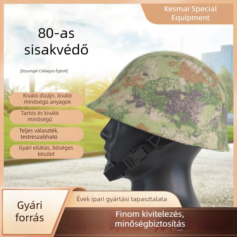 80-as stílusú sisakfedél acél sisakhoz, dzsungel mintájú kamuflázzal