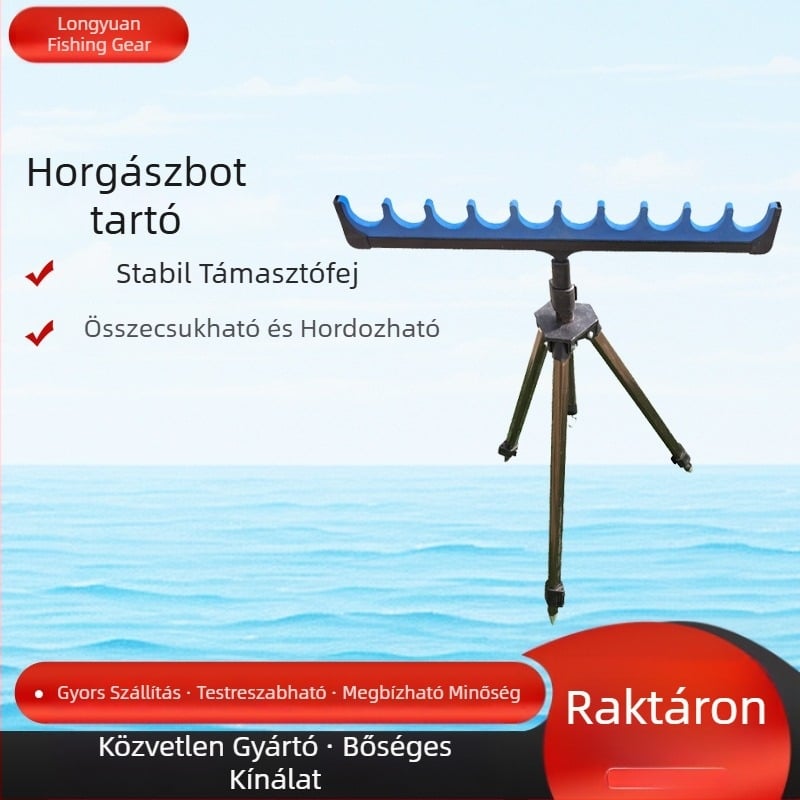 Alumínium ötvözetű horgászbot tartó, kinyitható háromszög alakú állvány, hordozható és összecsukható talajtartó