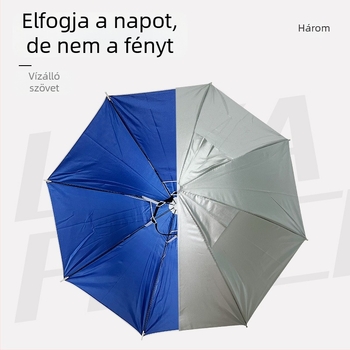 Horgász fejre szerelhető esernyő – nap és eső kettős használat, fejre rögzíthető esernyő sapka, egyrétegű, összecsukható esővédő