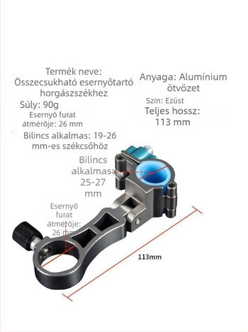Összecsukható esernyőállvány horgász székre, levehető univerzális esernyőtartó