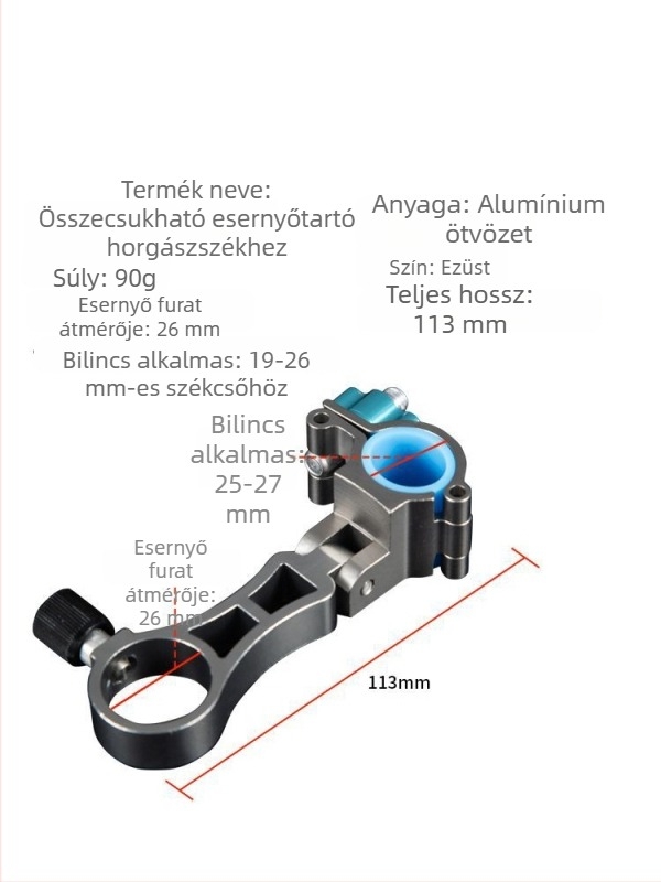 Összecsukható esernyőállvány horgász székre, levehető univerzális esernyőtartó